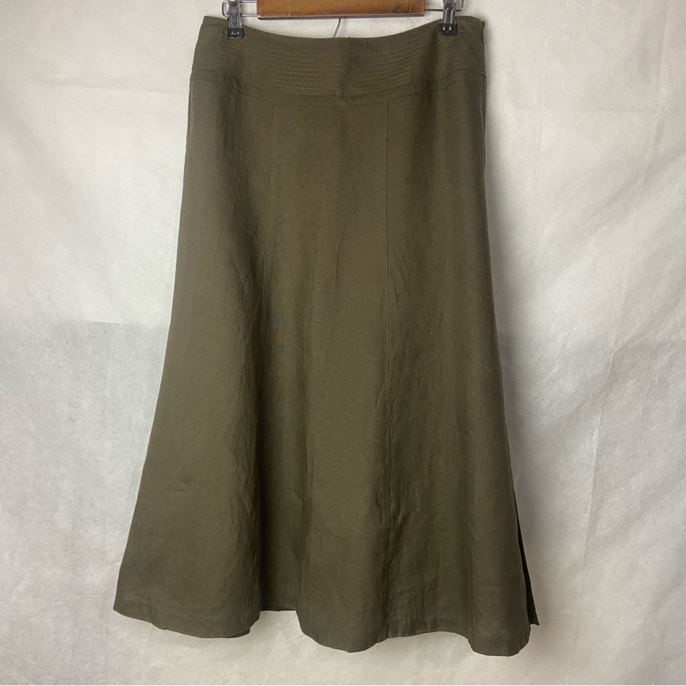 ♥️6 Hour SALE♥️ Irish Linen from Talbots Khaki A-Line Skirt Size 10